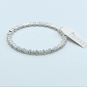 NEW Trifari Silver Tone Crystal Fx Diamond Bangle
